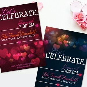 Valentinstag Party-Einladung Valentine Karten druckbare Partyeinladung Herzen der Liebe Valentinstag Feier lädt Valentine laden