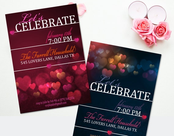 Valentines Day Party Invitation Valentine Cards Printable Party Invitation Hearts of Love Valentines Celebration Invites Valentine Invite Il_570xn