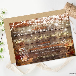 Rustic Fall Wedding Reception Invitation, Country Rustic Invite, Reception Only Invitation, Rustic Party Invitation Autumn Wedding Printable