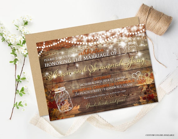 Rustic Fall Wedding Reception Invitation, Country Rustic Invite, Reception Only Invitation, Rustic Party Invitation Autumn Wedding Printable Il_570xn