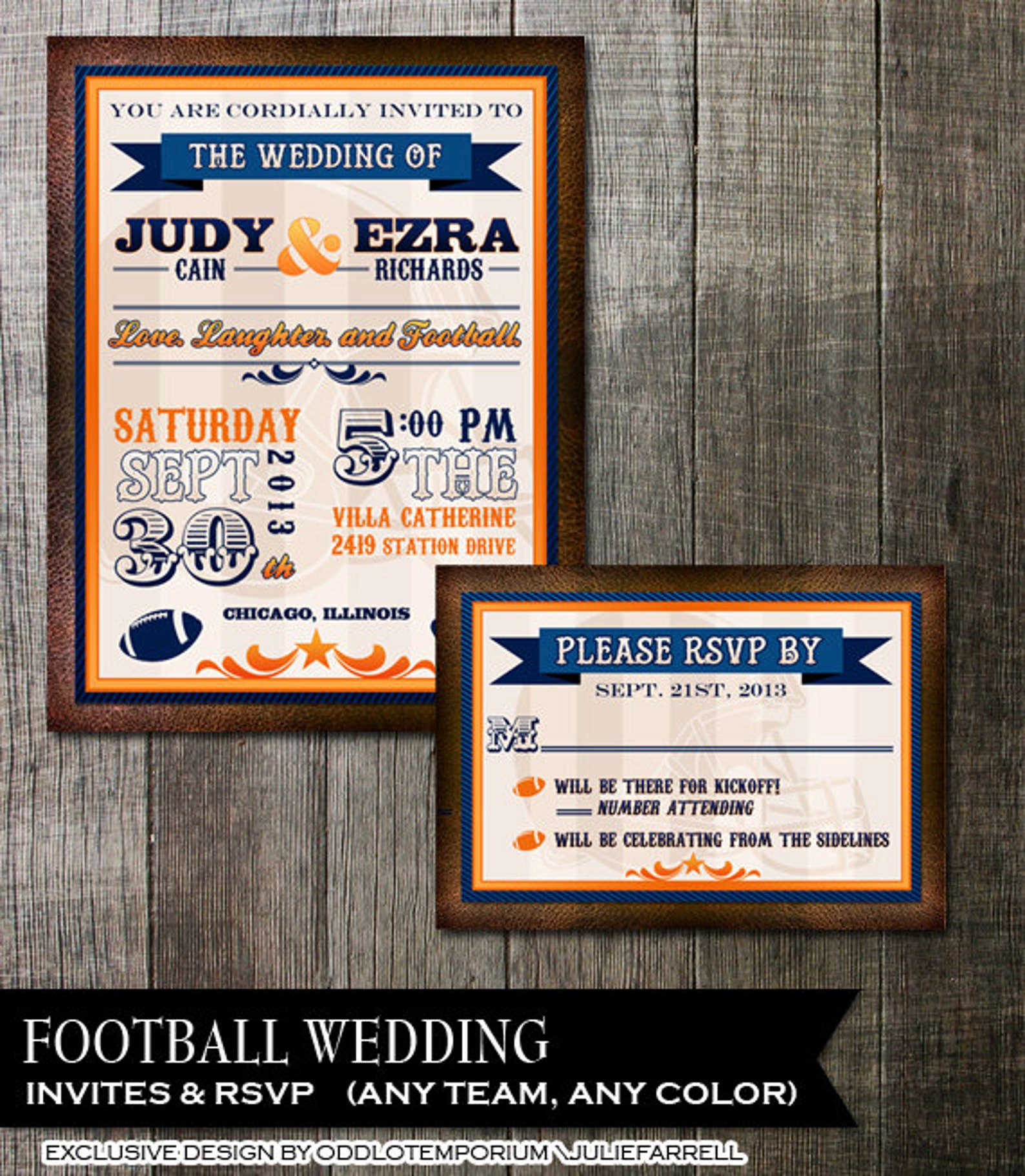 Sports Themed Wedding Football wedding in any team colors Etsy