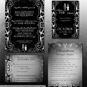 Gothic Wedding Invitation Halloween Wedding Invite Set Skeleton Bride & Groom Offbeat Invitation Digital Printable Wedding Invitation DIY