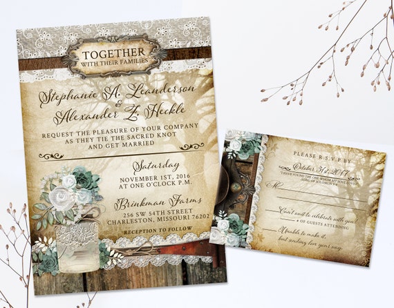Rustic Daisy Wedding Invite Suite, Daisy Floral Wedding Stationery, Country Rustic Invites, Country Chic Wedding Invitation, Mason Jar Tree Il_570xn