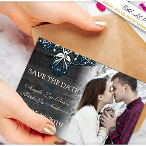 Wood and Lace  Save the Date Postcard Rustic Save the Date Printable Wedding Save the date Lace Deer Buck and Doe Wedding Photo Card