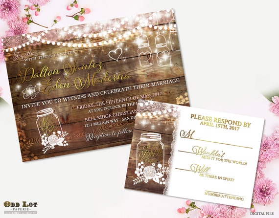 Boho Wedding invite Mason Jar Wedding Rustic Invitation Suite Printable Wedding Stationery Floral Wedding Online Invitations DIY Rustic Il_570xn