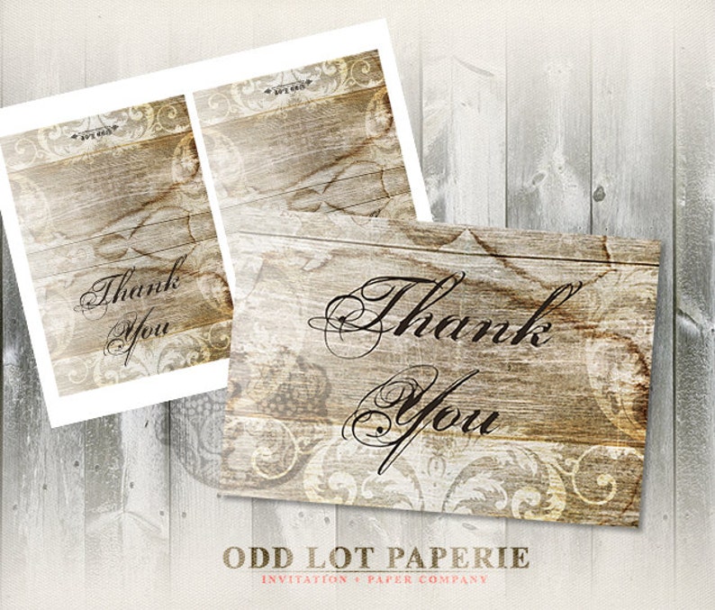 Rustic Thank You Card, Shabby Chic Thank You, Graduation Thank You, Trendy Thank You, DIY Digital Printable Thank You Card, Instant Download image 1