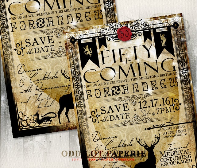 Medieval Inspired Birthday Party Printable Save the Date - Etsy