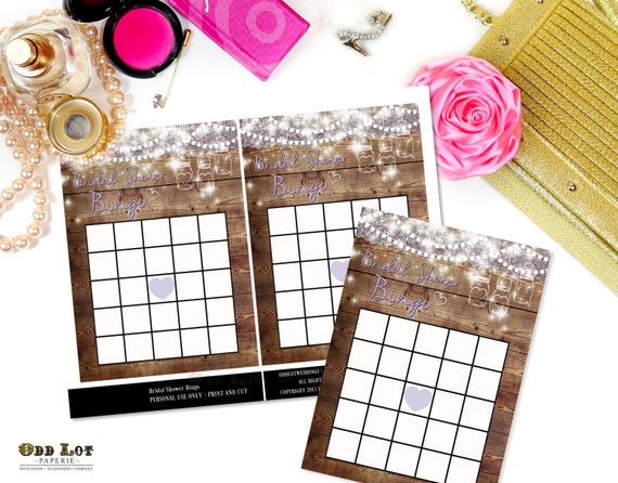 Bridal Bingo Game, Bridal Shower Game, Rustic Mason Jar Party Printable, Bridal Shower Bingo, Bridal Bingo Card, DIY Bingo, INSTANT DOWNLOAD Il_570xn