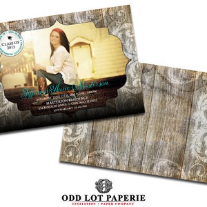 Rustic Graduation Invitation Photo Graduation Announcement Country Chic Girl Graduate High School Grad College Graduation Announcement DIY