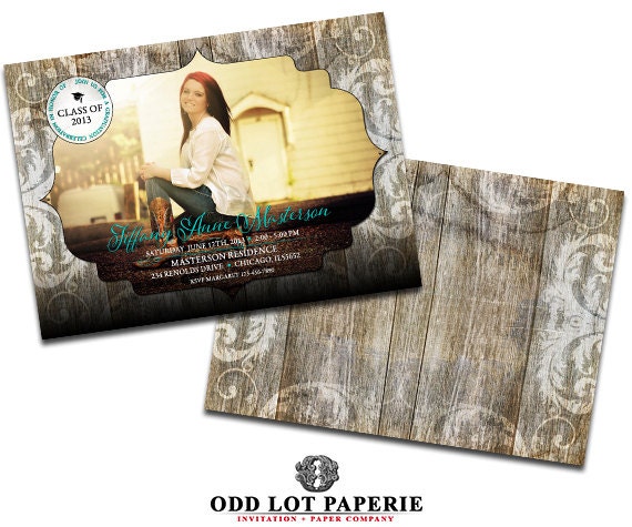 Rustic Graduation Invitation Photo Graduation Announcement Country Chic Girl Graduate High School Grad College Graduation Announcement DIY Il_570xn