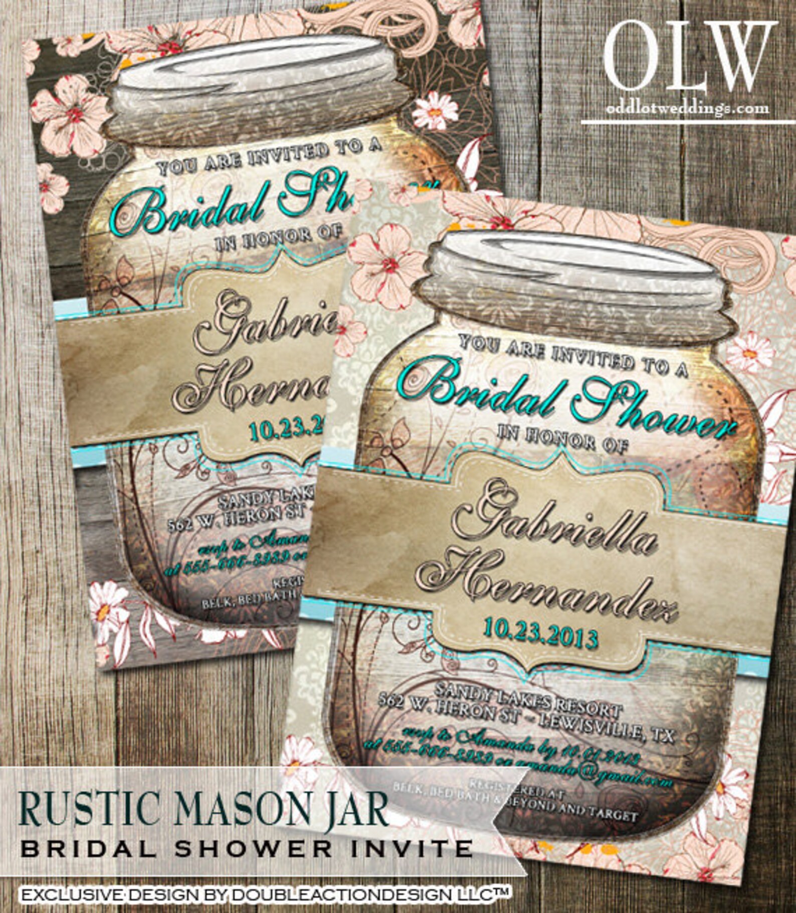 Rustic Mason Jar Bridal Shower Invitation Mason Jar Invite - Etsy