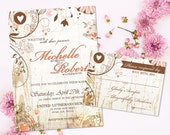 Rustic Chic Wedding Invitation Floral Wedding Invitation for a Rustic Wedding, Country Wedding Wood and Floral Printable Invites DIY Il_170x135