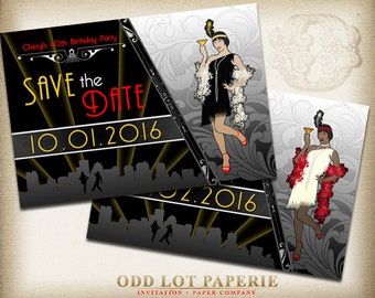 Flapper Save the Date: Roaring 20s, Art Deco (Digital File)