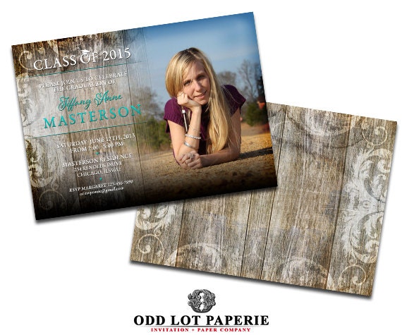 Rustic Graduation Invitation Graduation Party Announcement graduation party, college announcement, PRINTABLE Country Chic Wood Design DIY Il_570xn