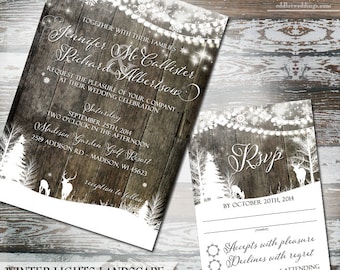 Winter Snowflake Wedding Invite, Winter Deer Wedding Invite, Rustic Deer Wedding Invite, Deer Snowflake Wedding Invite DIY Wedding Printable