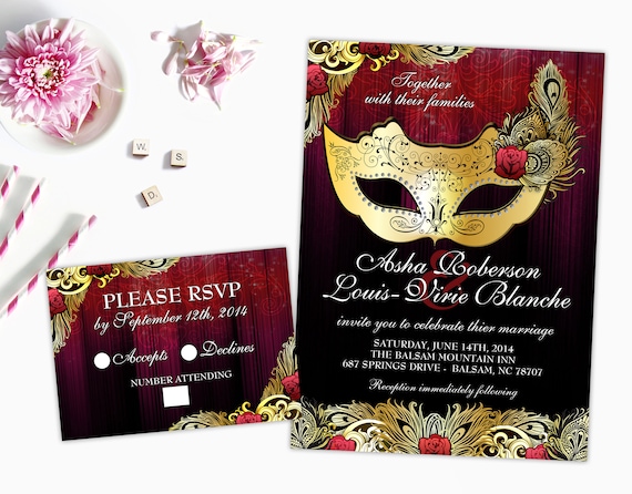 Mardi Gras Themed Wedding Invitations 7