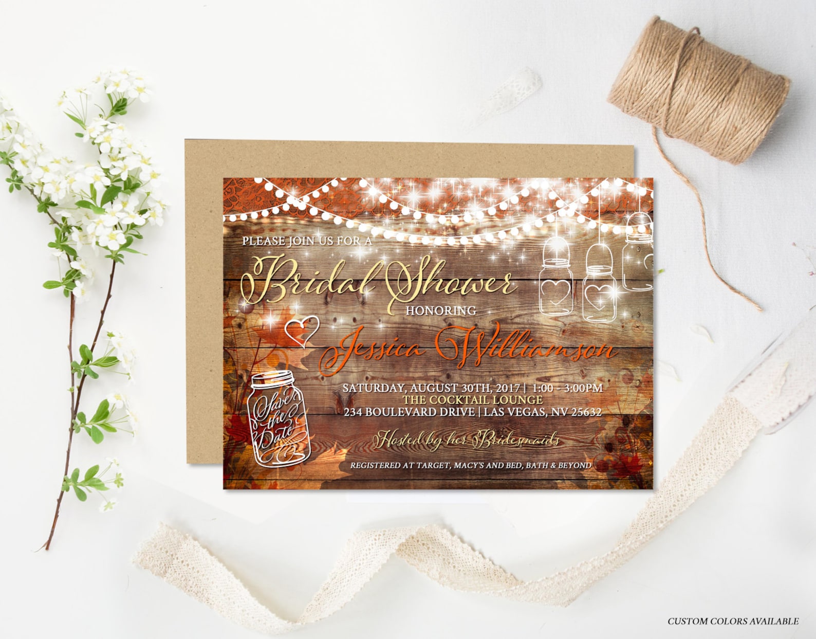 Rustic Fall Bridal Shower Invitation Rustic Wedding Shower - Etsy