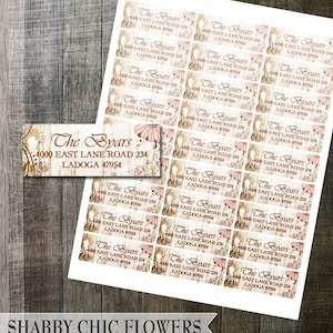 Shabby Chic Floral Address Label DIY Avery Digital Labels for Printing Yourself Rustic Wedding Printable Address Labels Digital File