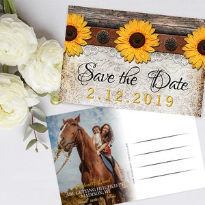 Sonnenblumen Save the Date Karten, Rustikale Save the Date Einladungen, Save the Date Vorlage, Floral Save the Date, Land rustikal, Hochzeit Postkarte
