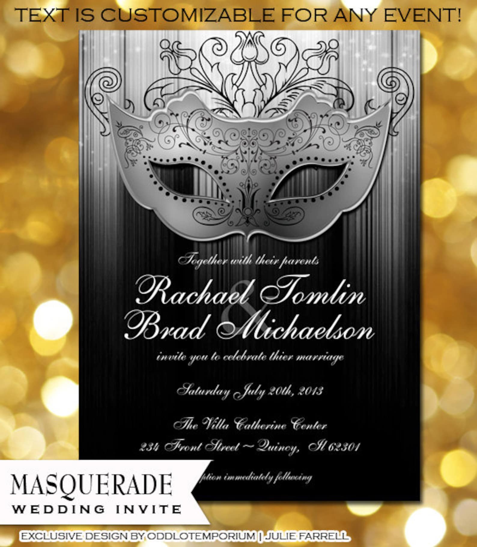 Masquerade Invitation Printable Masquerade Party Invitation - Etsy