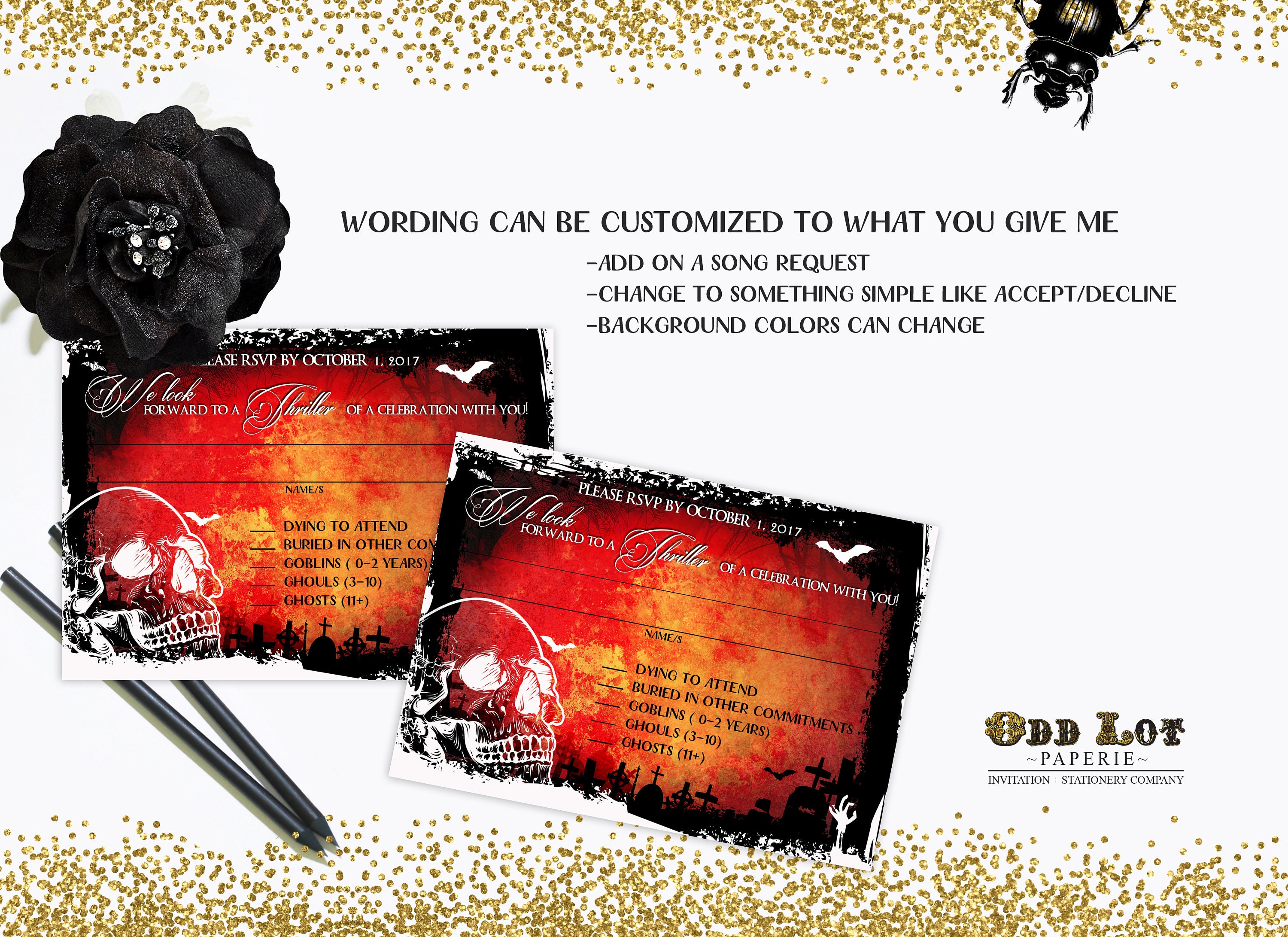 etsy halloween wedding invitations