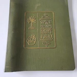 1960s Spice Islands Recipe Folio Cookbook 3-Ring Binder Spiral Bound with Pocket in Back and Fold Out Pages
