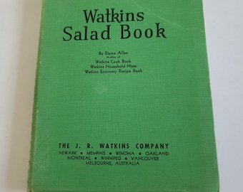 1946 Watkins Salad Book / Cook Book by Elaine Allen Hardcover Spiral Bound - Second Edition