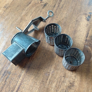 Vintage Mouli Metal Spice Cheese Nut Grinder / Grater with 3 Inserts - Coarse, Medium and Fine