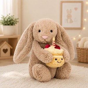 Jelly cat Bashful Beige Bunny Plush – 31cm Birthday Cupcake Stuffed Animal Toy