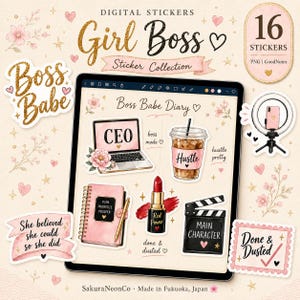 Girl Boss Planner Stickers: CEO, Hustle, Boss Babe Designs (Digital Download)