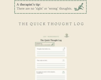 CBT Gedankenmanagement Arbeitsblatt | Tägliches Gedanken-Tagebuch & Reflection | Psychische Gesundheit Tracker | Erstellt von einem BABCP Accorded Therapist