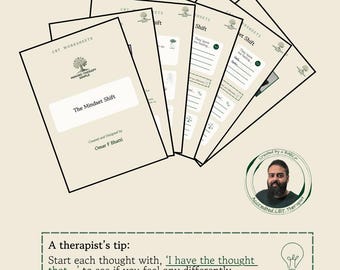 CBT Thought Management Reframing Worksheet, Mindset Shift for Overthinking | Created by a BABCP Accredited Therapist | Cognitive De-fusion