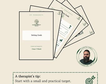 Simple Goal Setting Planner for Motivation | Personal Progress Log | Created by a BABCP Accredited CBT Therapist | Mental Health Tracker