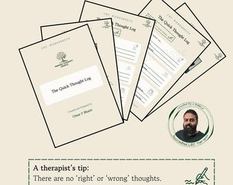 CBT Thought Management Worksheet | Daily Thought Log & Reflection | Mental Health Tracker | Created by a BABCP Accredited Therapist
