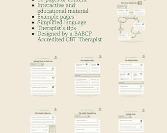 CBT Toolkit - Komplettes Toolkit für Angst, Negative Gedanken, Schlafhygiene, Ziele-Setting & mehr - Therapie Arbeitsblätter