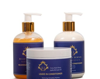 Believe Bersou Hair Care Set of 3 – Shampoo Conditioner Treatment, Hydrating, Strengthening, For Dry Damaged Hair