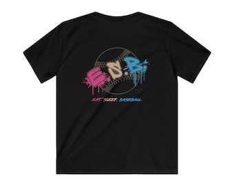 T-shirt da baseball per ragazzi / Grafica graffiti al neon, maglietta in cotone stile street