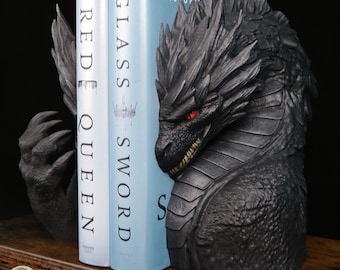 Ancient Dragon Bookends, Large, Hand painted fantasy decor for book lovers