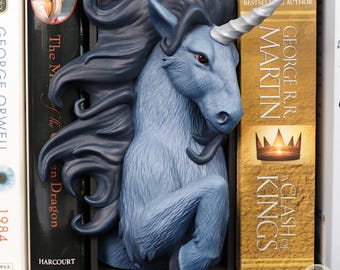 Unicorn Book Nook, Medium, Hand painted fantasy decor for book lovers