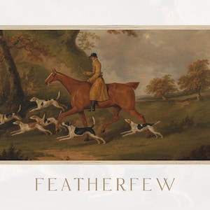 HUNTSMAN & HOUNDS Art for Samsung Frame tv, tv Wallpaper, Digital Download, 4K Smart tv, Vintage Oil Painting, Hunting dog and horses, Hunt