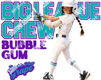 Big League Inspired Purple and Teal PNG | Retro Softball Design | Vintage Baseball
