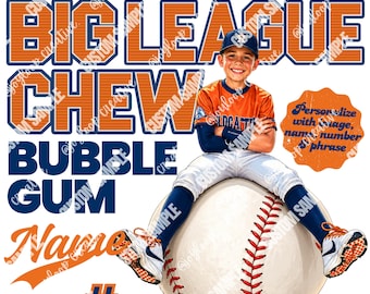 Big League Inspired Orange and Navy Template | Custom Baseball Gum Design | Canva Download