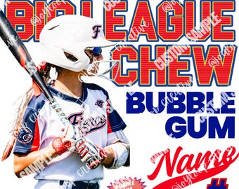 Softball Big League Inspired Template | Red and Blue Baseball Retro Gum Design | Canva Download