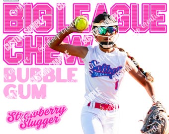 Pink Big League Style Softball PNG | Strawberry Slugger Design