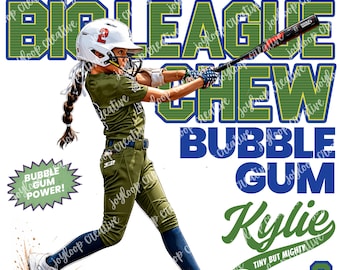 Big League Chew Inspired Green Template | Custom Baseball Gum Design | Canva Download