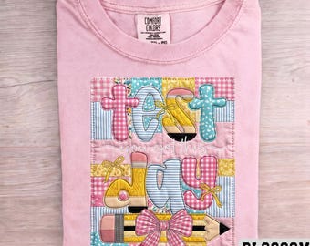 Lápiz Coqueta Estampado Edredón Patchwork Lazo Día de Prueba Tú Puedes Esto Prueba Escolar Camiseta
