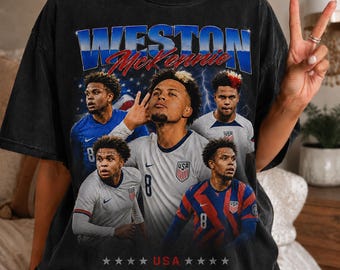 Camiseta vintage pirata de Weston McKennie, camiseta gráfica de la selección de fútbol de EE. UU., camiseta retro de la selección nacional de EE. UU., regalo para aficionados al fútbol estadounidense.
