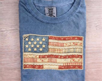Camiseta de mujer con diseño de patchwork y la bandera estadounidense del 4 de julio de 2026, 250 America