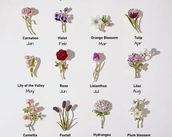 Spilla personalizzata per compleanno con fiori, spilla con calla, spilla con bucaneve, spilla con perle artificiali, spilla floreale fatta a mano, spilla da sposa