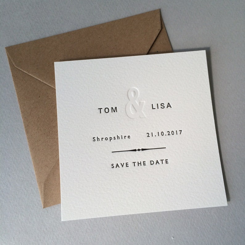 50 x Letterpress Save the Date cards Etsy